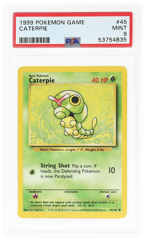 1999 Pokemon Base Set Hp 40 Corrected Caterpie #45 PSA 9