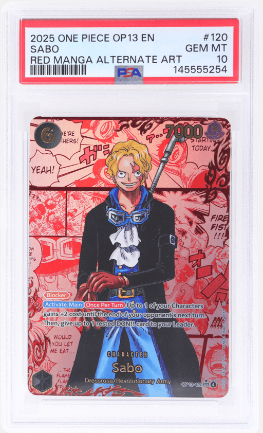 2025 One Piece Carrying On His Will Red Manga Alternate Art Sabo #OP13-120 PSA 10
