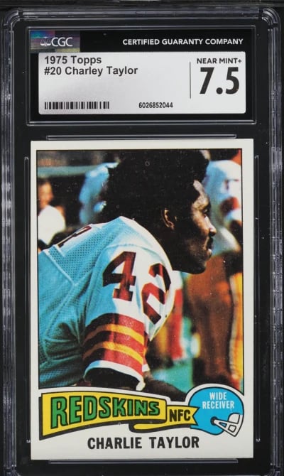 1975 Topps Football Charley Taylor #20 CGC 7.5 NRMT+