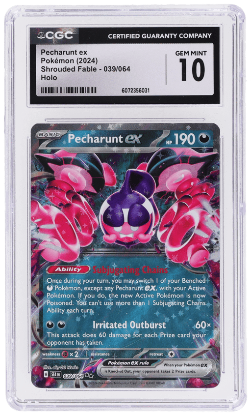 2024 Pokemon Scarlet and Violet Shrouded Fable Pecharunt Ex #039 CGC 10