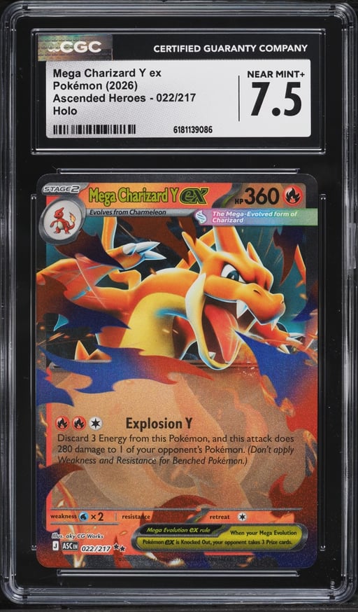 2026 Pokemon Mega Evolution Ascended Heroes Holo Mega Charizard Y Ex #22 CGC 7.5 NRMT+