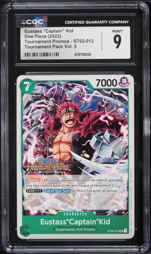 2023 One Piece Tournament Promos Tournament Pack Vol. 5 Eustass "Captain" Kid #ST02-013 CGC 9