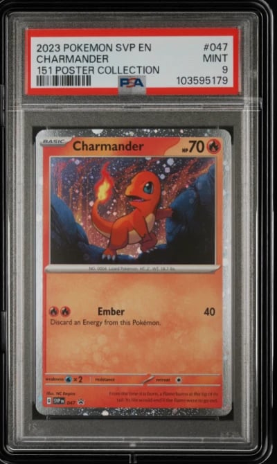 2023 POKEMON SVP EN-SV BLACK STAR PROMO 151 POSTER COLL #047 CHARMANDER PSA 9