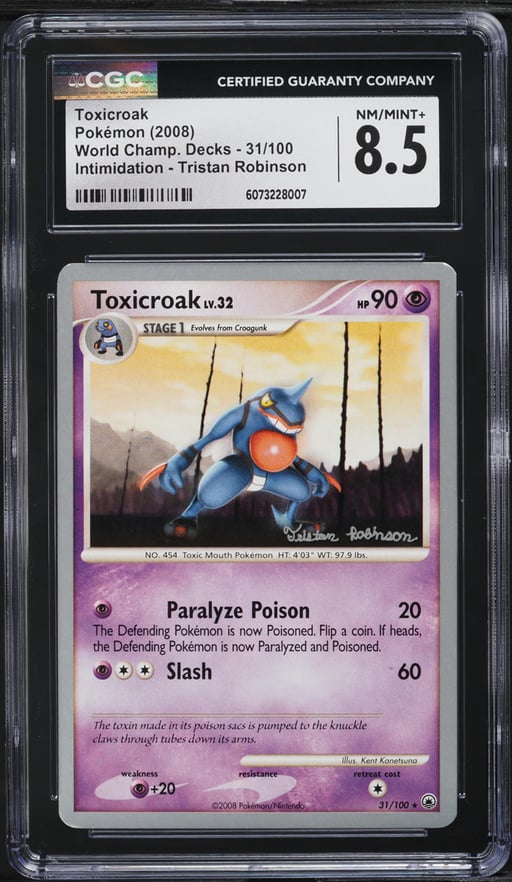 2008 Pokemon World Champ Decks Intimidation Tristan Robinson Toxicroak CGC 8.5