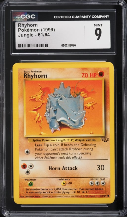 1999 Pokemon Jungle Rhyhorn #61 CGC 9 MINT