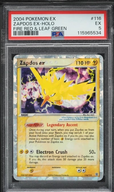 2004 Pokemon EX Fire Red & Leaf Green Holo Zapdos ex #116 PSA 5 EX