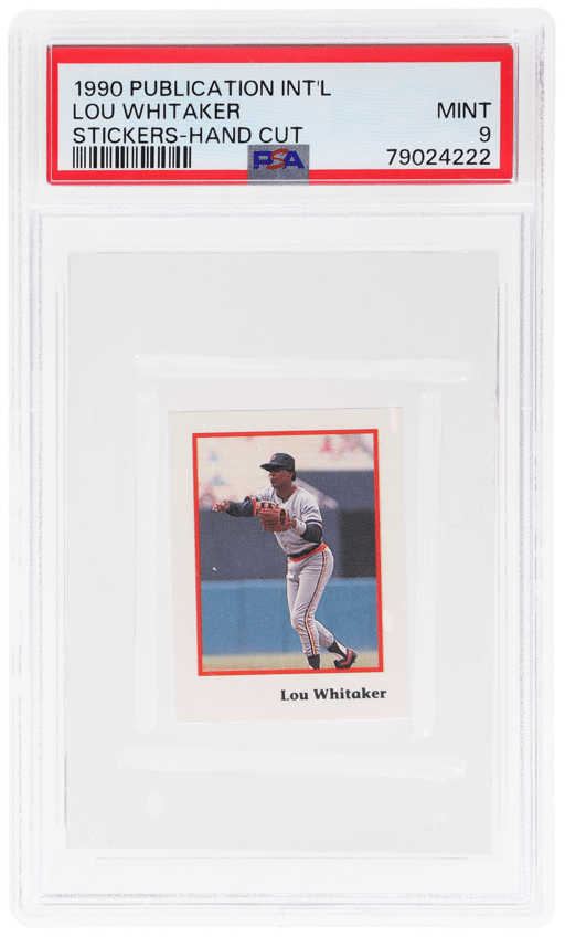 1990 Publication International Stickers Hand Cut Lou Whitaker PSA 9
