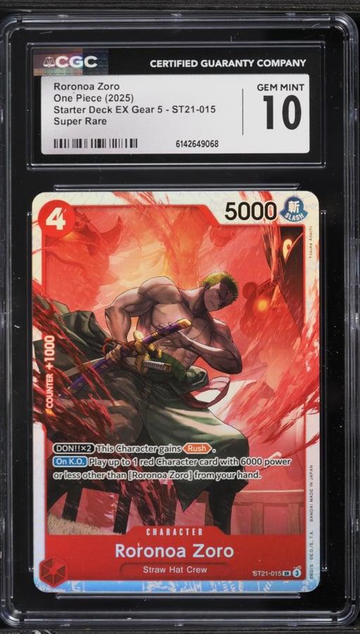 2025 One Piece Starter Deck EX Gear 5 SR Roronoa Zoro #ST21-015 CGC 10 GEM MINT