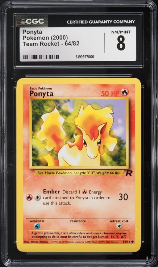 2000 Pokemon Team Rocket Ponyta #64 CGC 8 NM-MT