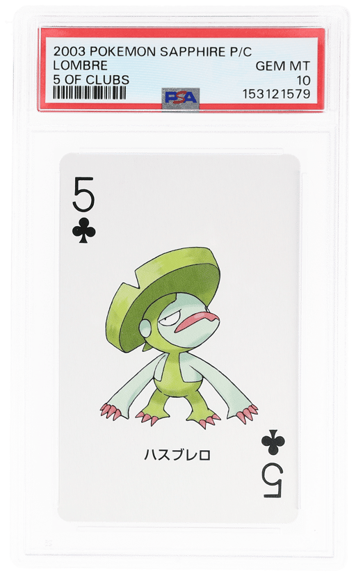 2003 Pokemon Sapphire Version Playing Cards 5 of Clubs Lombre PSA 10
