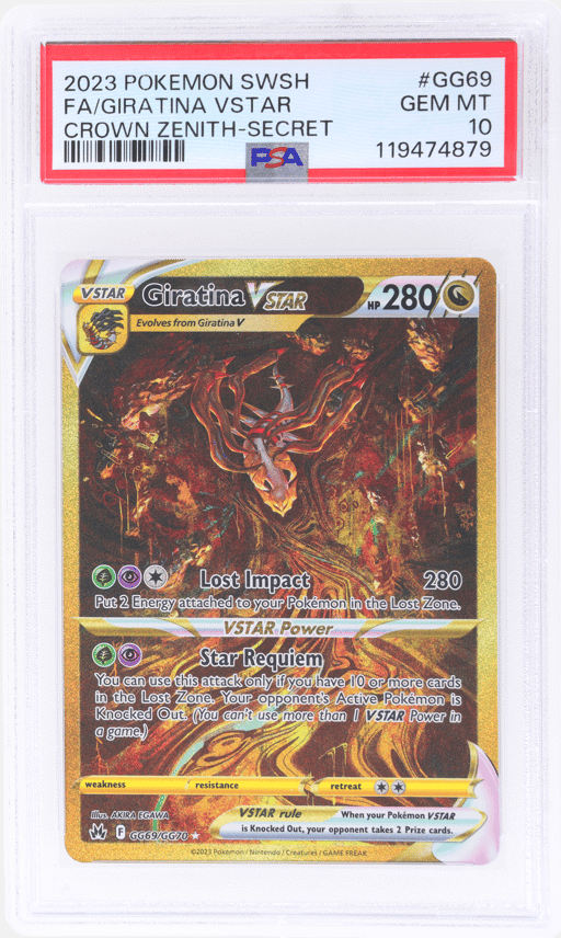2023 Pokemon Sword and Shield Crown Zenith Secret Rare Giratina Vstar #GG69 PSA 10