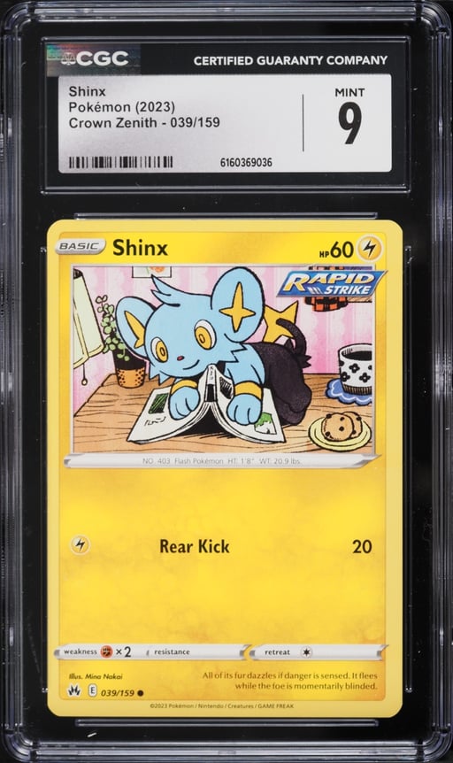 2023 Pokemon Sword & Shield Crown Zenith Shinx #039 CGC 9 MINT