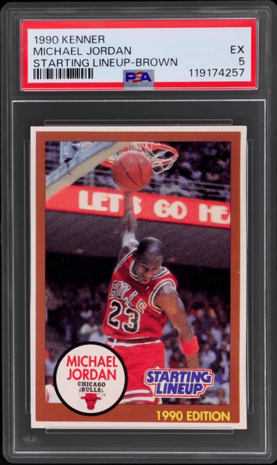 1990 Kenner Starting Lineup Brown Border Michael Jordan PSA 5