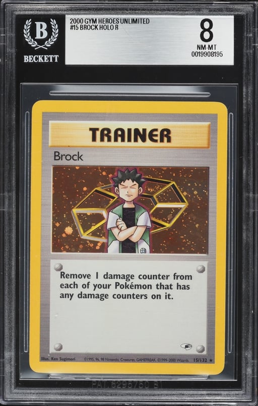 2000 Pokemon Gym Heroes Holo Brock #15 BGS 8 NM-MT