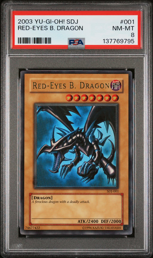 2003 YU-GI-OH! STARTER DECK: JOEY 001 RED-EYES B. DRAGON PSA 8
