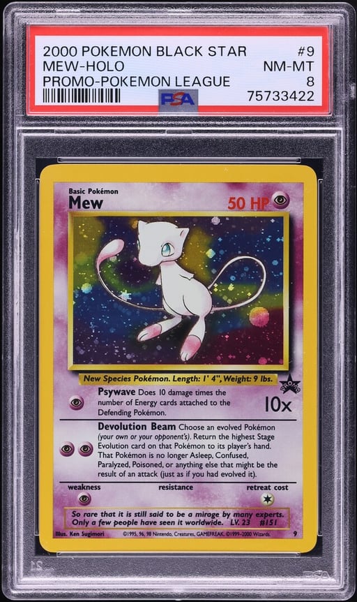 2000 Pokemon League Black Star Promo Holo Mew #9 PSA 8 NM-MT