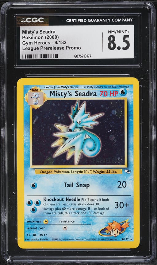 2000 Pokemon Gym Heroes League Prerelease Promo Holo Misty's Seadra #9 CGC 8.5 NM-MT+