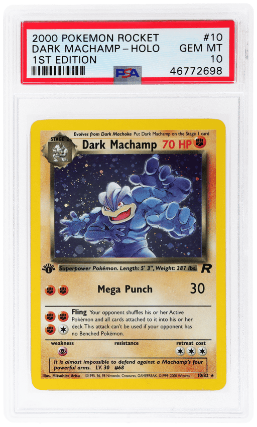 2000 Pokemon Team Rocket 1st Edition Holo Dark Machamp #10 PSA 10