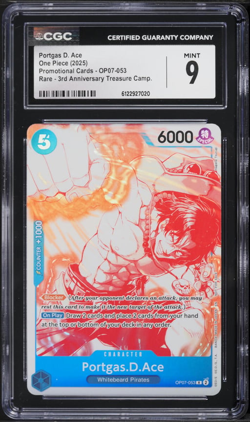 2025 One Piece Promo 3rd Anniversary Treasure Portgas D. Ace #OP07-053 CGC 9 MINT