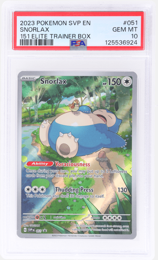 2023 Pokemon Black Star Promo 151 Elite Trainer Box Snorlax #051 PSA 10