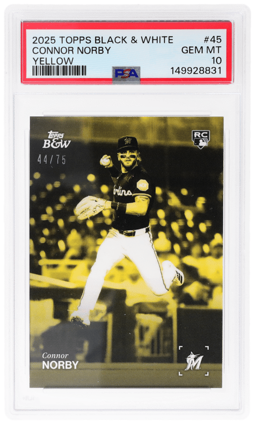 2025 Topps Black and White Yellow Connor Norby #45 44/75 PSA 10