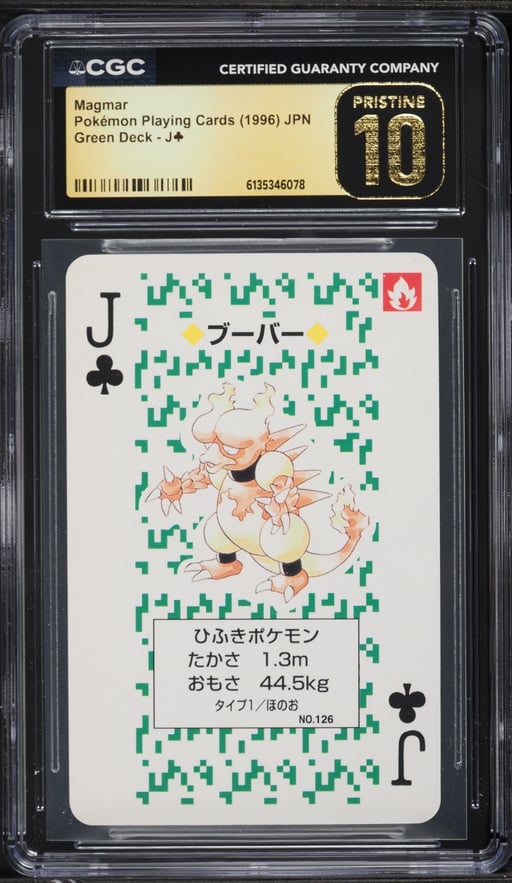 1996 Pokemon Japanese Playing Cards Green Deck Magmar #J CGC 10 PRISTINE
