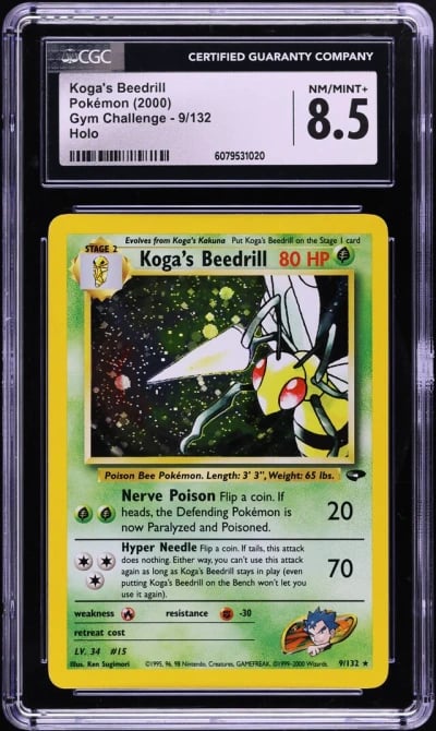 2000 Pokemon Gym Challenge Holo Koga's Beedrill #9 CGC 8.5 NM-MT+