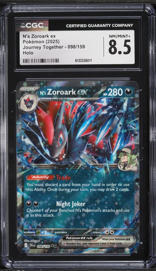 2025 Pokemon Scarlet & Violet Journey Together Holo N's Zoroark EX #98 CGC 8.5 NM-MT+