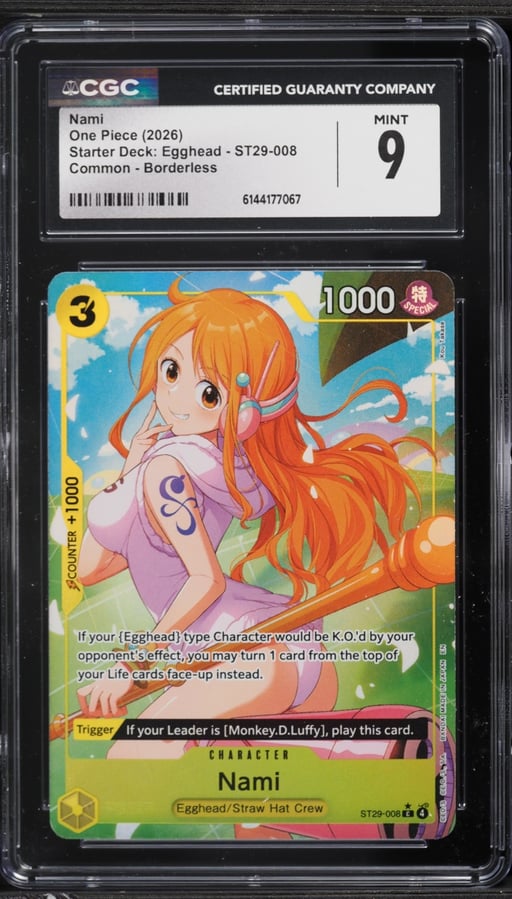 2026 One Piece Starter Deck Egghead Borderless Alt Art Nami #ST29-008 CGC 9 MINT