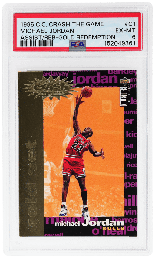 1995 Collector's Choice Crash the Game Scoring Assist/Rebound Gold Redemption Michael Jordan #C1 PSA 6