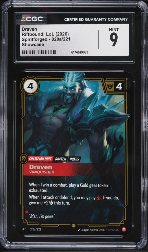 2026 Riftbound League Of Legends LOL Spiritforged Draven #020a CGC 9 MINT