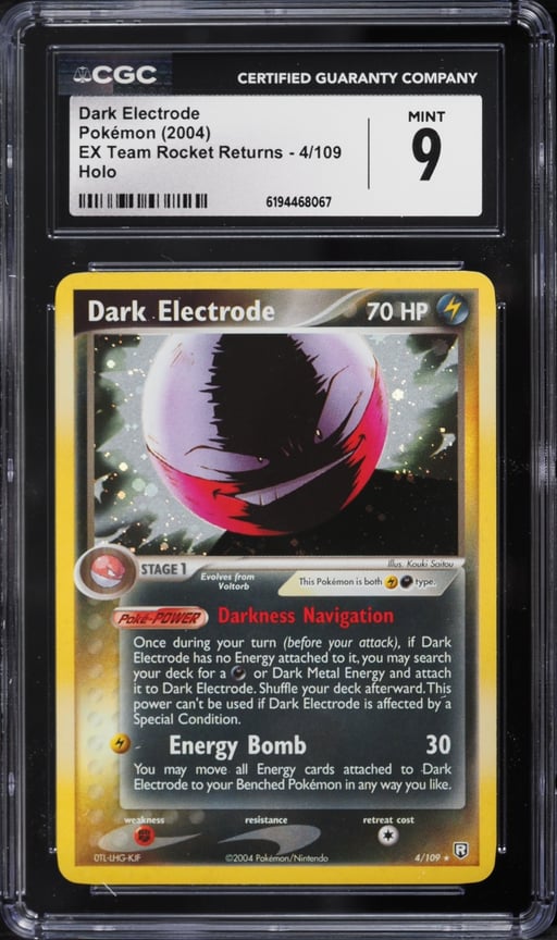 2004 Pokemon EX Team Rocket Returns Holo Dark Electrode #4 CGC 9 MINT