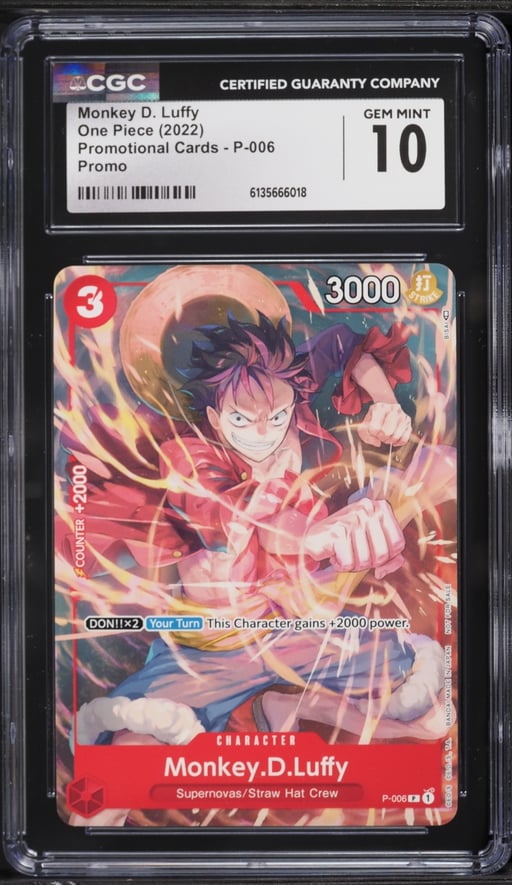 2022 One Piece Promo Cards Monkey D. Luffy #P-006 CGC 10 GEM MINT