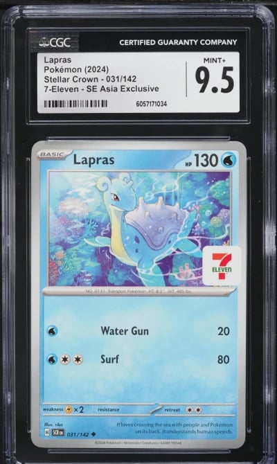 2024 Pokemon Stellar Crown 7-Eleven SE Asia Exclusive Lapras #031 CGC 9.5 MINT+
