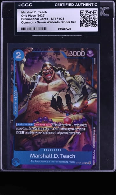 2025 One Piece Seven Warlords Binder Set Alt Art Marshall D. Teach #ST17-005 CGC AUTH