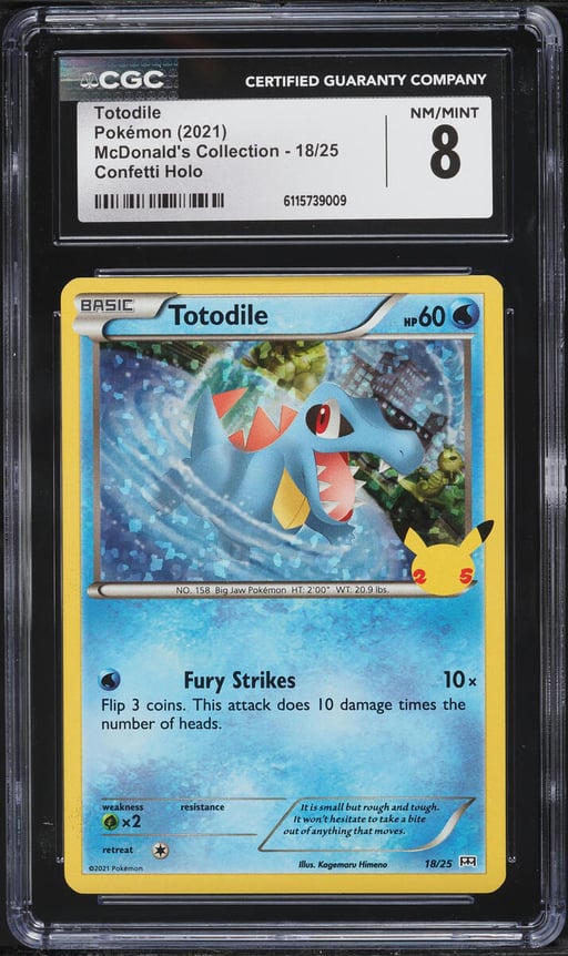 2021 Pokemon Sword & Shield McDonald's Collection Confetti Holo Totodile #18 CGC 8 NM-MT