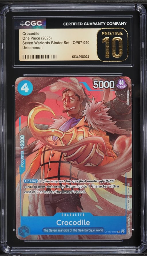2025 One Piece Seven Warlords Binder Set Alt Art Crocodile #OP07-040 CGC 10 PRISTINE