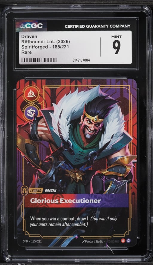 2026 Riftbound LoL Spiritforged Draven #185 CGC 9 MINT