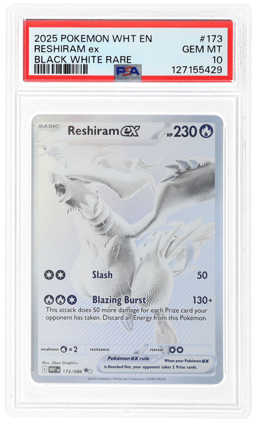 2025 Pokemon Scarlet and Violet White Flare Black White Rare Reshiram Ex #173 PSA 10