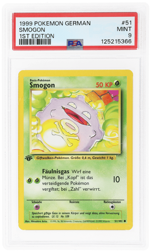 1999 Pokemon Base Set German 1st Edition Koffing #51 PSA 9