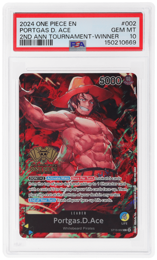 2024 One Piece Promo 2nd Anniversary Tournament Winner Portgas D Ace #2 PSA 10