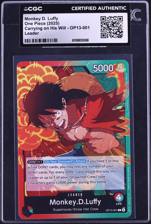 2025 One Piece Carrying On His Will Leader Monkey D. Luffy #OP13-001 CGC AUTH