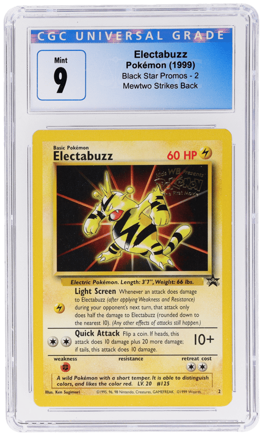 1999 Pokemon Wizards of the Coast Black Star Promo Mewtwo Strikes Back Electabuzz #2 CGC 9