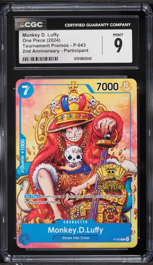 2024 One Piece Promo 2nd Anniversary Participant Monkey D. Luffy #P-043 CGC 9 MINT