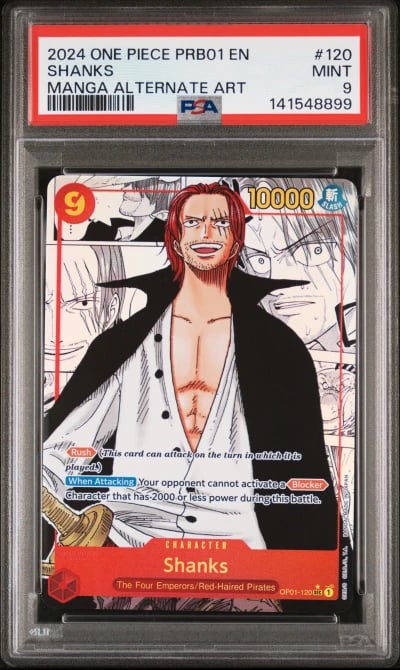 2024 ONE PIECE PRB01-PREMIUM BOOSTER -ONE PIECE CARD THE BEST- 120 SHANKS MANGA ALTERNATE ART PSA 9