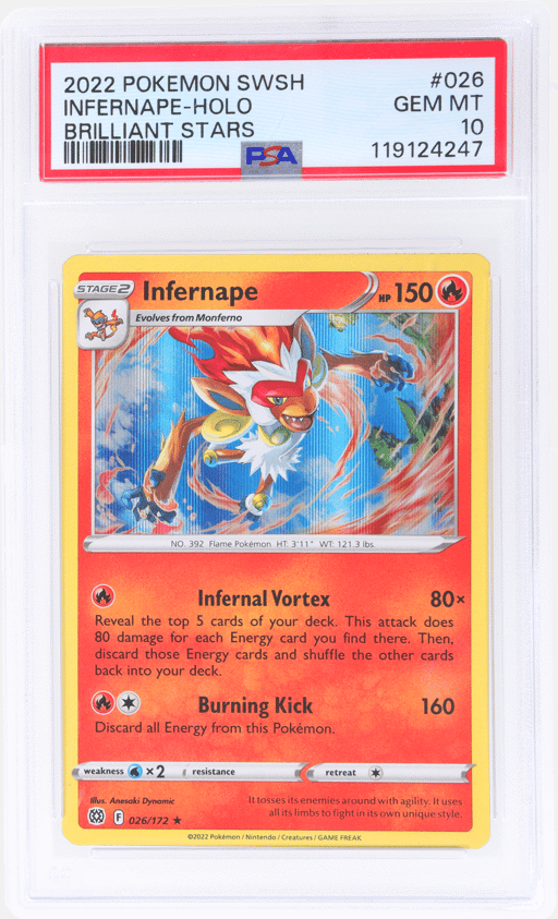 2022 Pokemon Sword and Shield Brilliant Stars Infernape Holo R #26 PSA 10