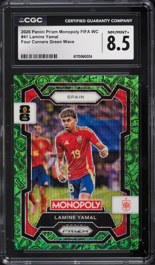 2026 Panini Prizm Monopoly FIFA World Cup Four Corners Green Wave Lamine Yamal #41 CGC 8.5