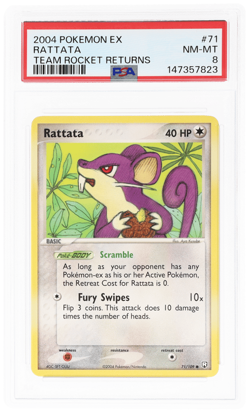 2004 Pokemon Ex Team Rocket Returns Rattata #71 PSA 8