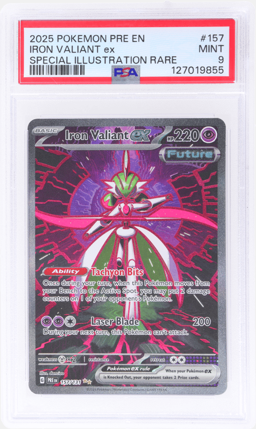 2025 Pokemon Scarlet and Violet Prismatic Evolutions Special Illustration Rare Iron Valiant Ex #157 PSA 9