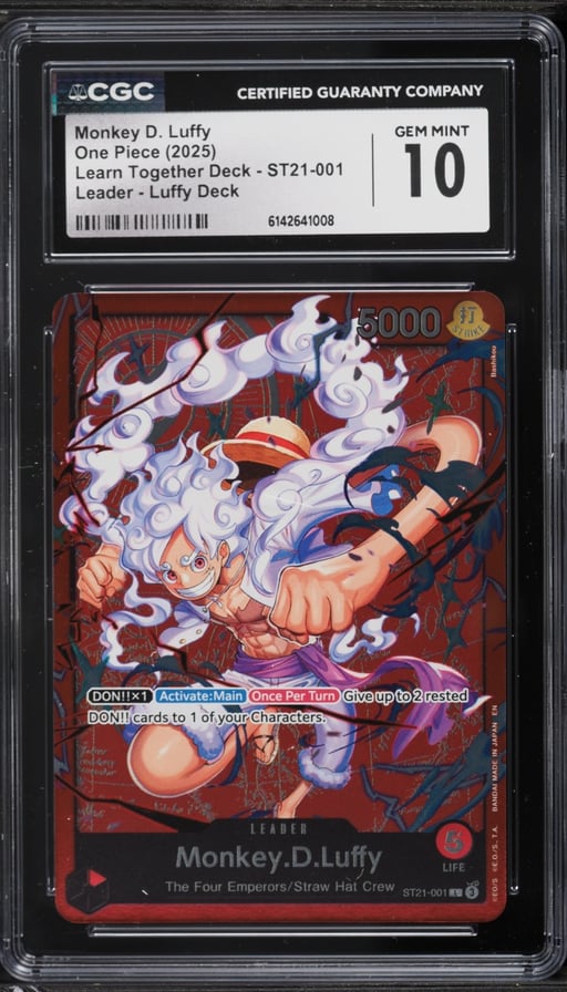 2025 One Piece Learn Together Deck Leader Monkey D. Luffy #ST21-001 CGC 10 GEM MINT
